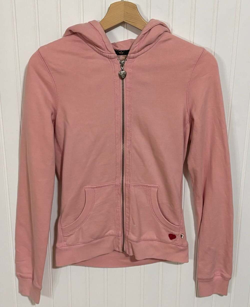 Y2K Twisted Heart Full Zip Hoodie Size S Pink